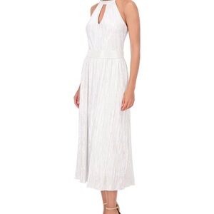 Kensie silver Halter Midi Dress with Keyhole Detail